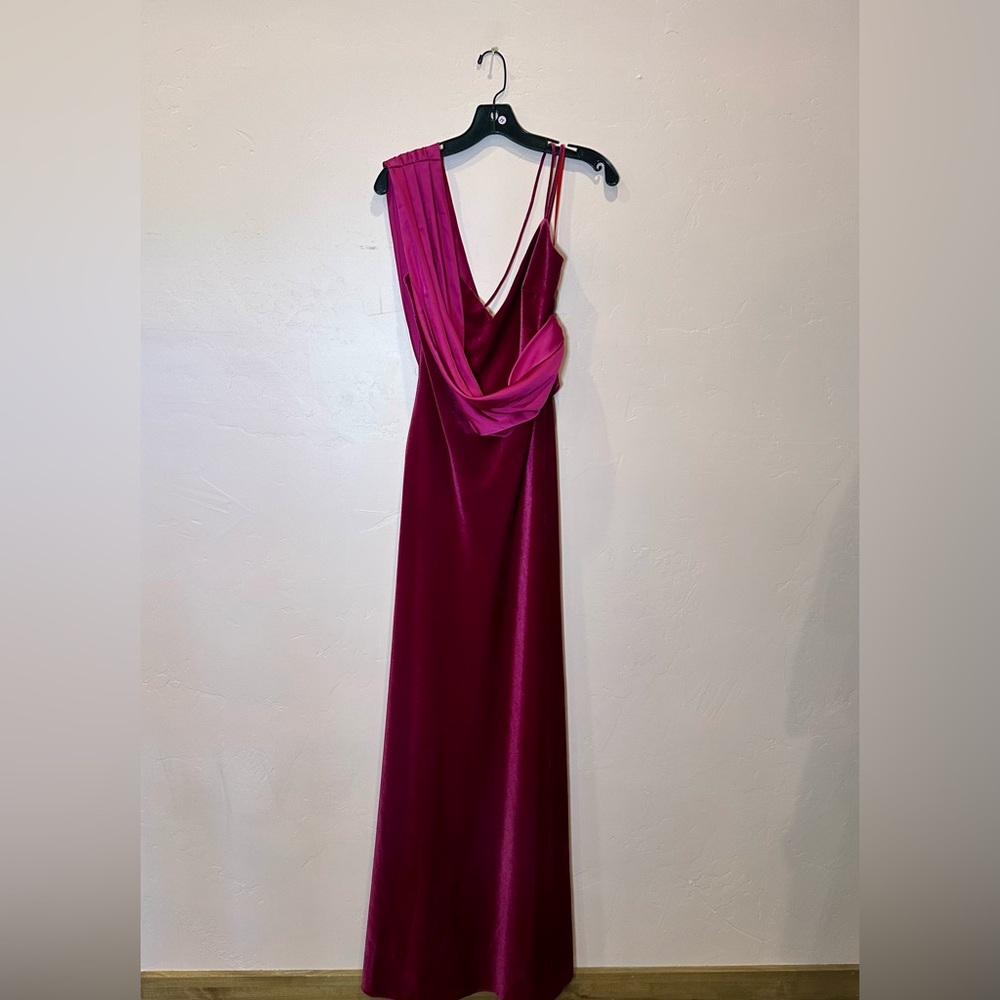Halston Pink Velvet Full Length Gown Size 4